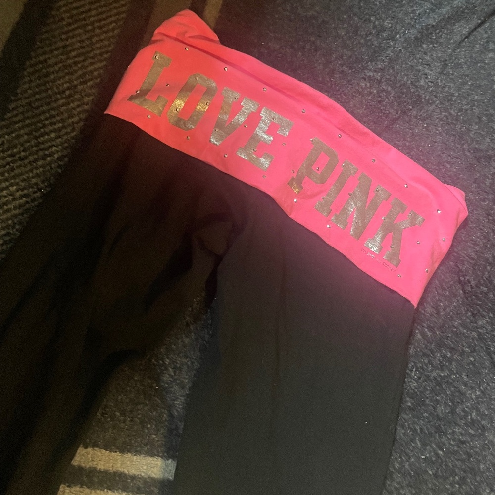 Low rise Rhinestoned pink Victoria’s Secret leggings